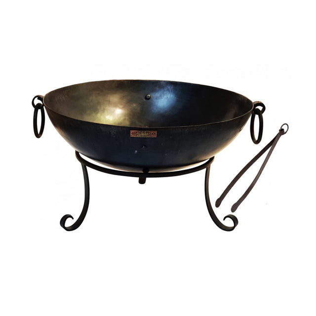 Kadai Tula Fire Pit Bowl - Includes Stand and Tongs