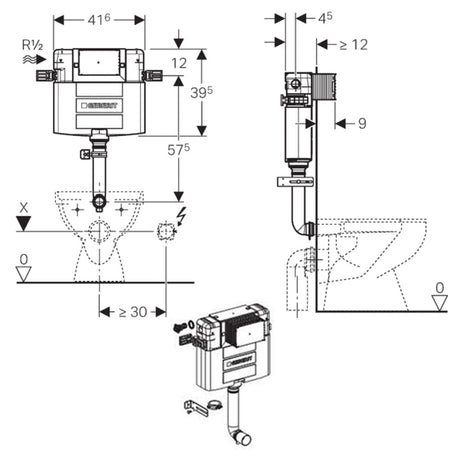 Geberit Omega Concealed Dual Flush Cistern - 120mm/ 108mm High
