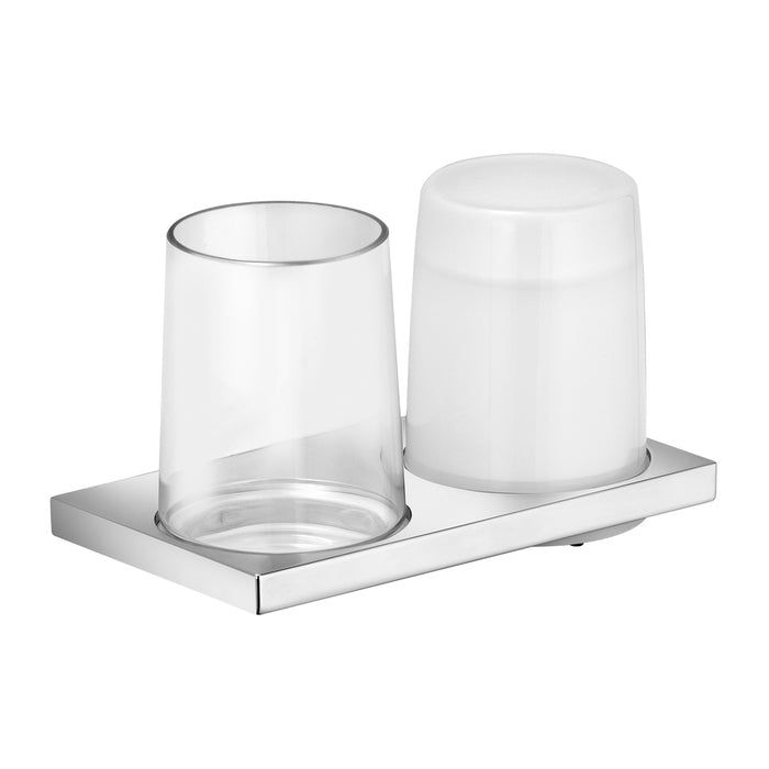 Keuco Edition 11 Double Holder with Crystal Glass Tumbler and Lotion Dispenser