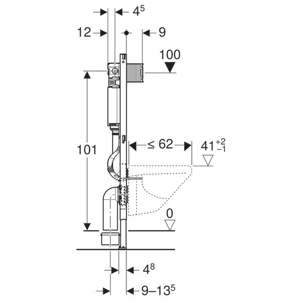 Geberit Duofix Frame & Cistern For Wall-Hung WC, 112cm