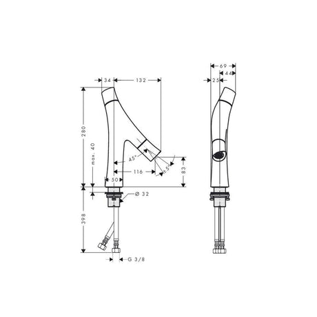 Axor Starck Organic Basin Mixer 80 Without Waste