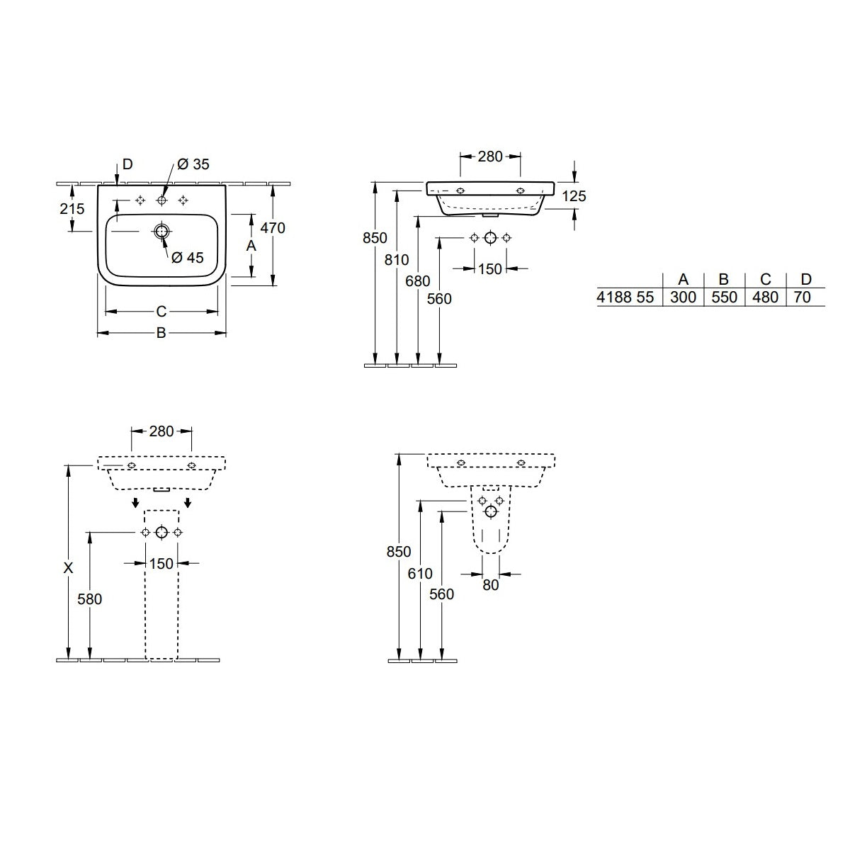 Villeroy & Boch Architectura Washbasin With Overflow - White Alpin - Available in 2 Sizes