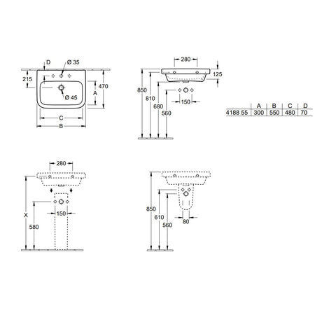 Villeroy & Boch Architectura Washbasin With Overflow - White Alpin - Available in 2 Sizes