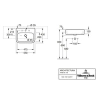 Villeroy & Boch Architectura Semi-Recessed Washbasin with Overflow - White Alpin