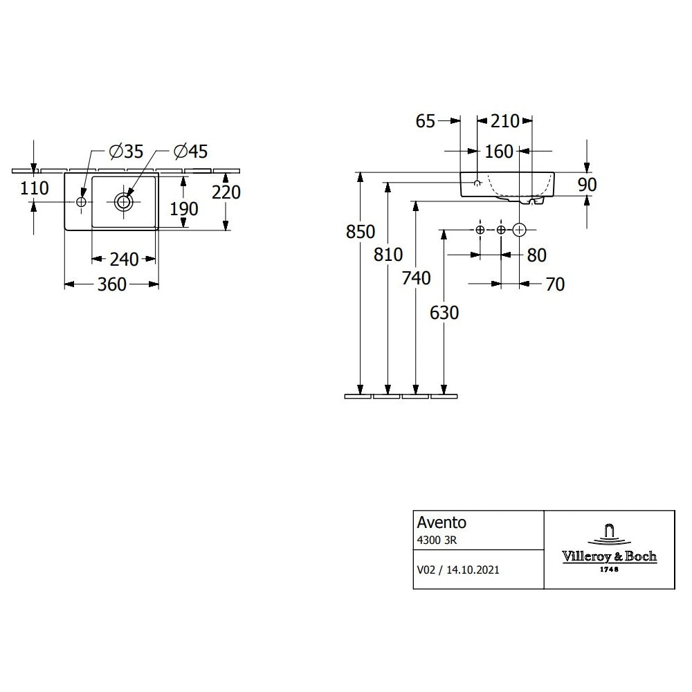 Villeroy & Boch Avento Vanity Unit, 1 Door Left Hand - 340 x 514 x 202 mm