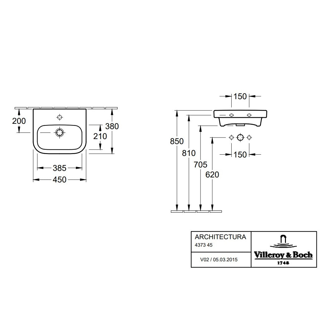 Villeroy & Boch Architectura Handwash Basin with Overflow - White Alpin
