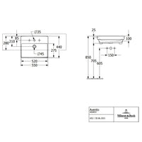 Villeroy & Boch Avento Washbasin Semi-Recessed - 550 x 440 x 145 mm