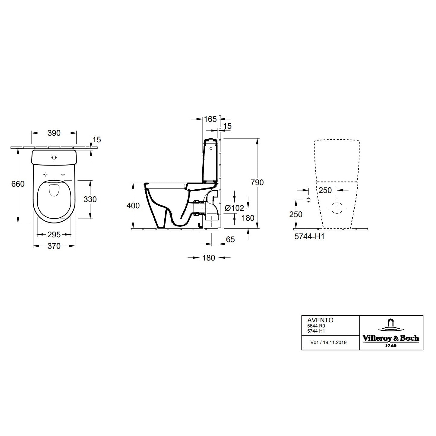 Villeroy & Boch Avento Washdown Toilet for Close-Coupled WC-Suite