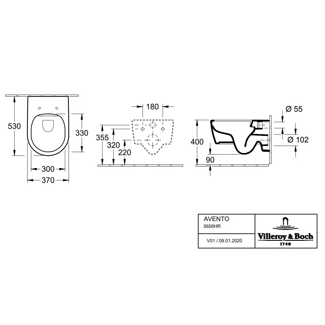 Villeroy & Boch Avento Combi-Pack Toilet Wall-Mounted - White Alpin