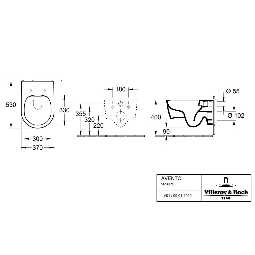Villeroy & Boch Avento Combi-Pack Toilet Wall-Mounted - White Alpin