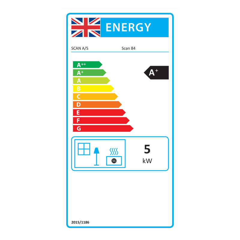 Scan 84-1 Wood Burning Stove - Matt Black, Glass Door, Black Handle