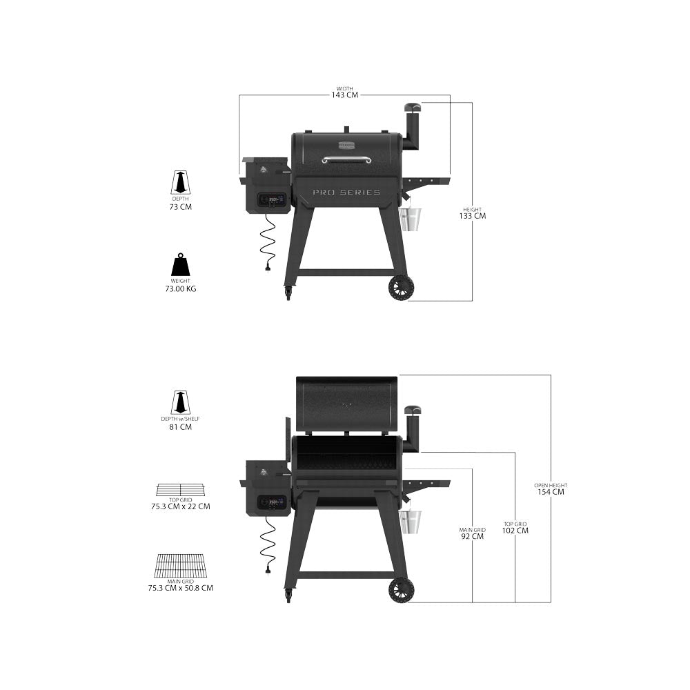 Pit Boss Pro 850 Wood Pellet Smoker - With WiFi Connectivity - Free 6-Piece Cast Iron Cooking Set Included