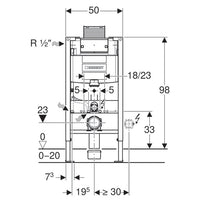 Geberit Duofix Frame For Wall-Hung WC, 98cm, With Omega Concealed Cistern