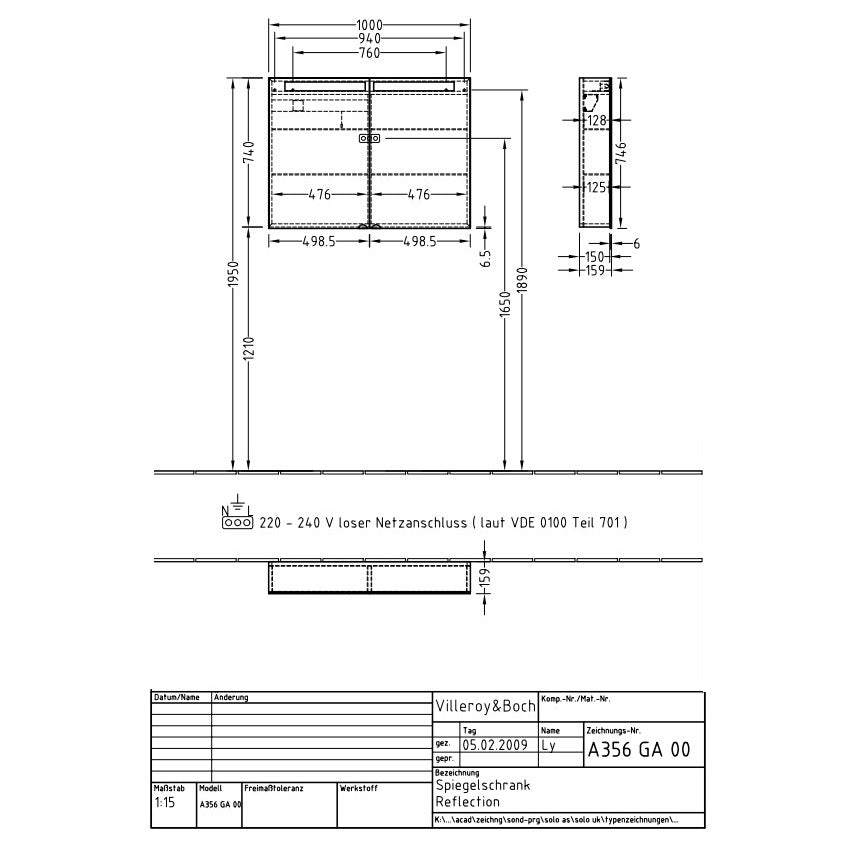 Villeroy & Boch Reflection Mirror Cabinet With Lighting - 1000 x 740 x 159 mm