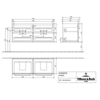 Villeroy & Boch Avento Vanity Unit, 4 Drawers - 1180 x 514 x 452 mm