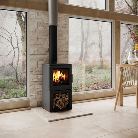 ACR Woodpecker WP4LS Wood Burning Cast Iron Stove - With Log Store