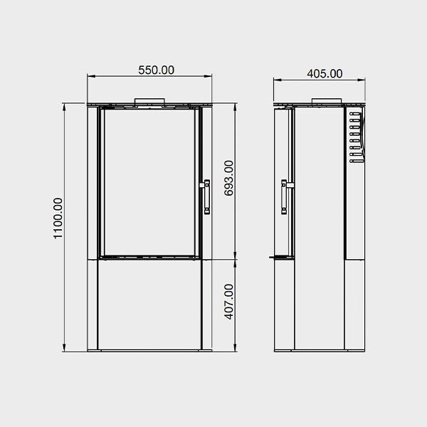 ACR Osprey eVe Wood Burning Stove - Log Store Base