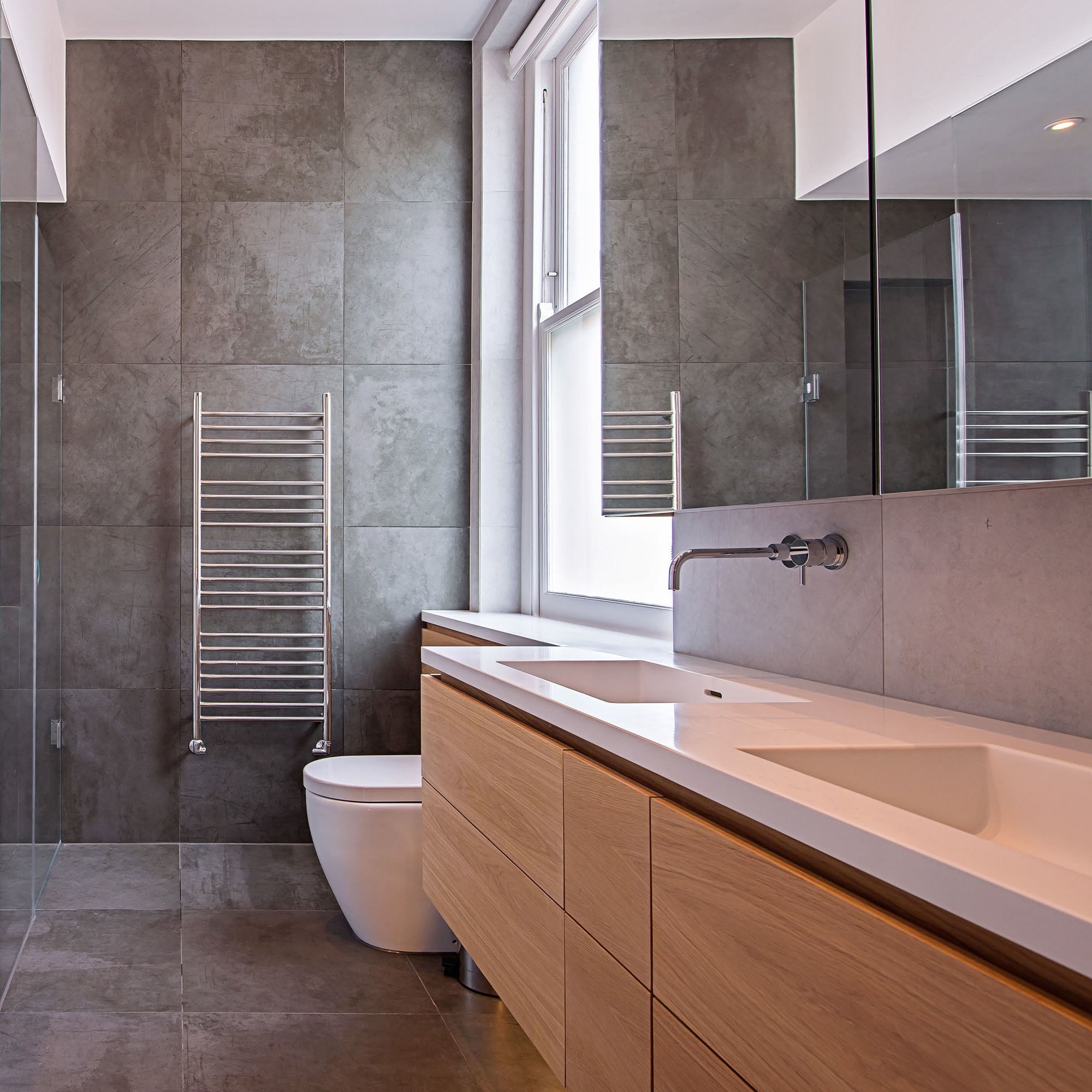 JIS - Ashdown Heated Towel Rail - Satin stainless steel