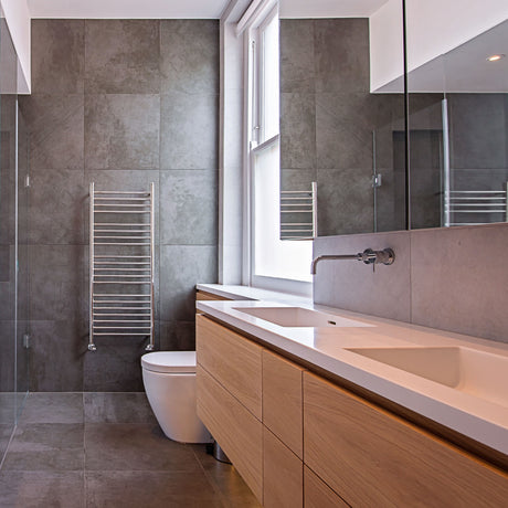 JIS - Ashdown Heated Towel Rail - Satin stainless steel