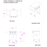 Bull BBQ Plancha Griddle 60cm Gas BBQ Cart - 3 Burners