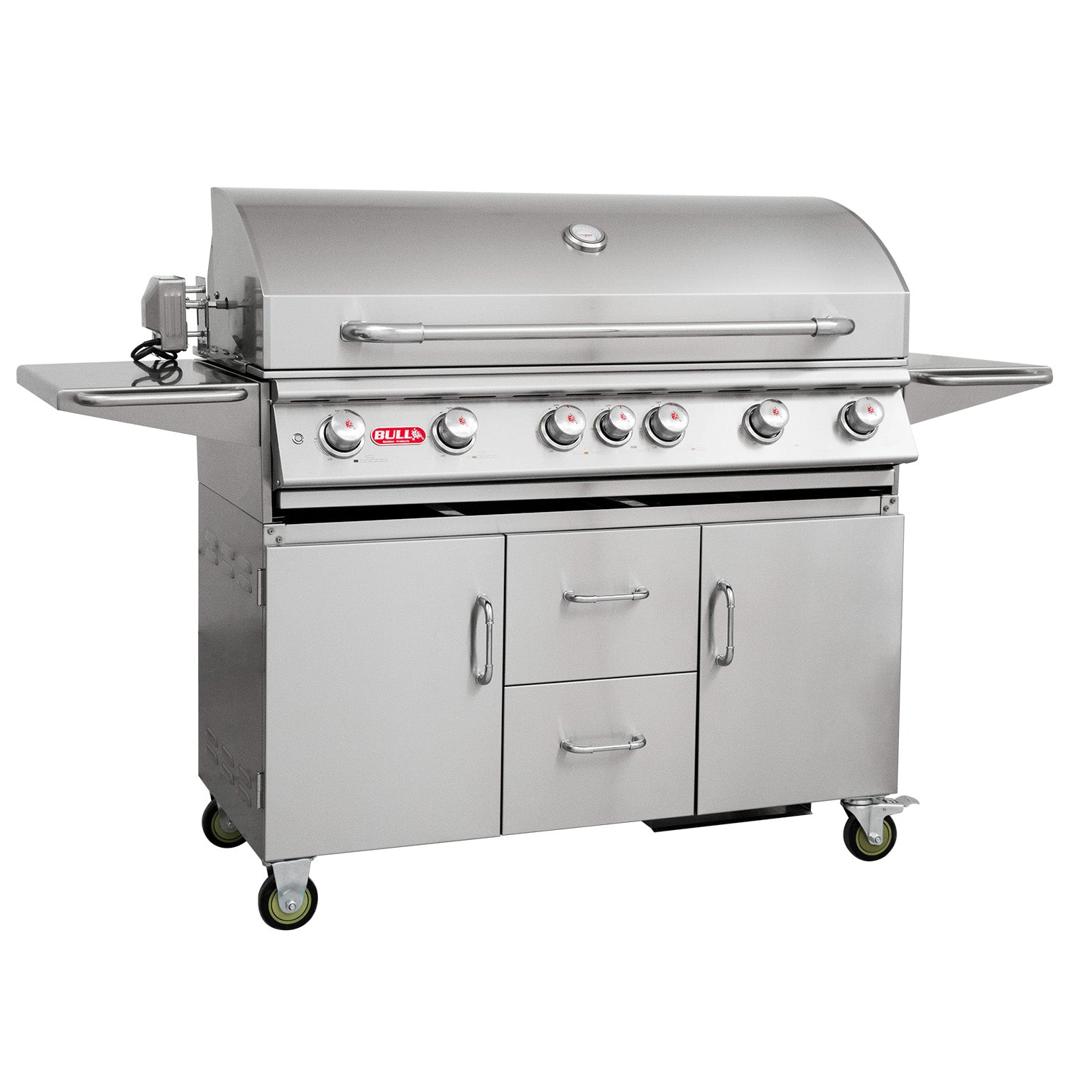 Bull BBQ Diablo Cart Gas BBQ with Lights System and Rotisserie Kit - 6 Burners