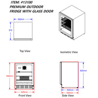 Bull BBQ Component Premium Outdoor Glass Fridge