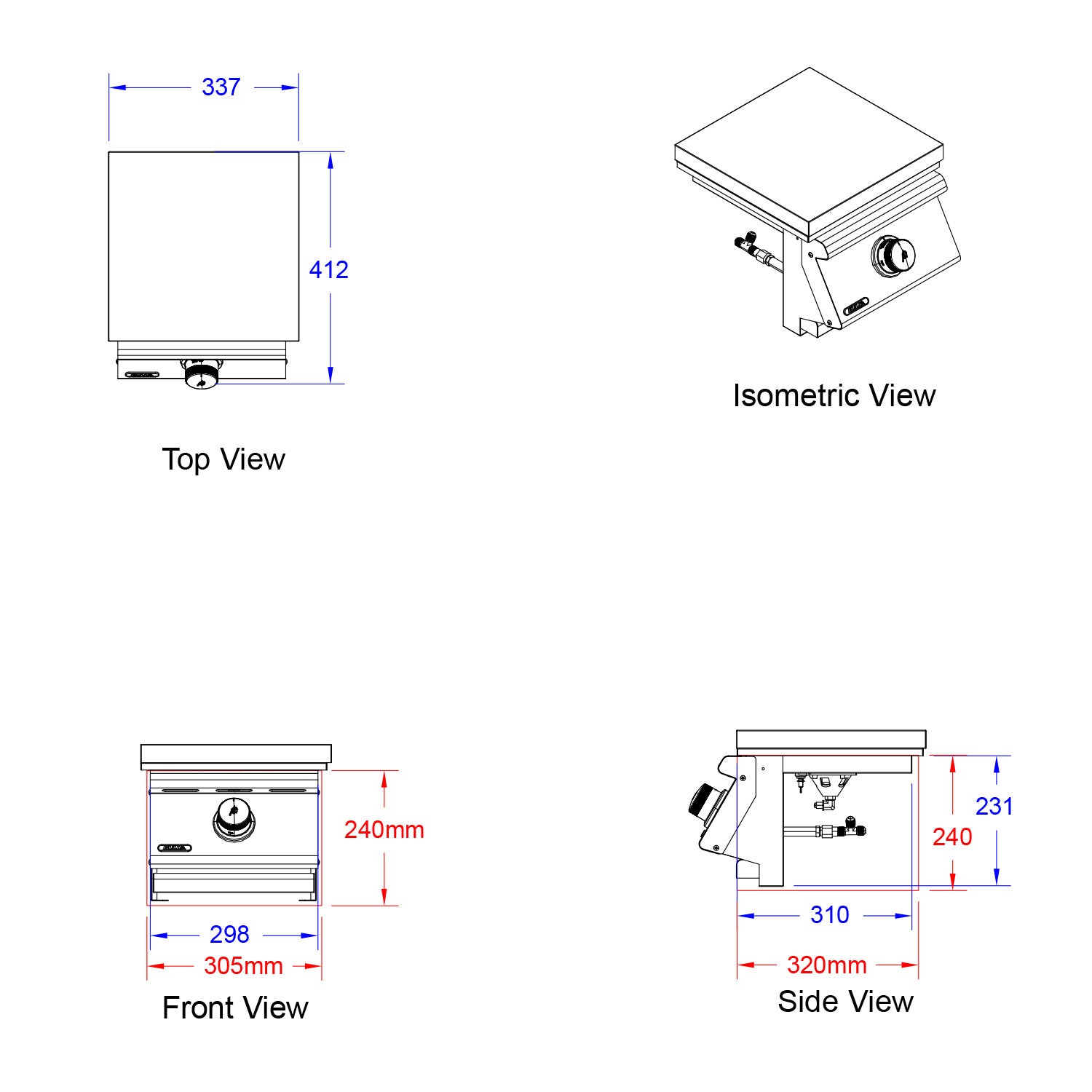 Bull BBQ Component Slide-In Single Side Burner