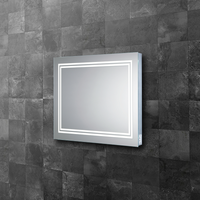 HIB Boundary LED Illuminated Bathroom Mirror - With Built in Charging Sockets and Heated Pad