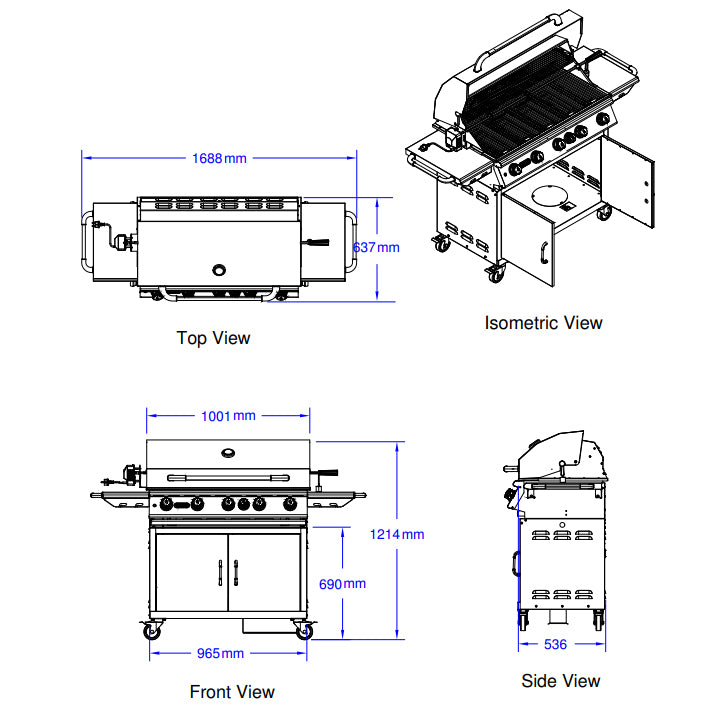 Bull BBQs Brahma Gas Cart BBQ With Infrared Back Burner & Rotisserie