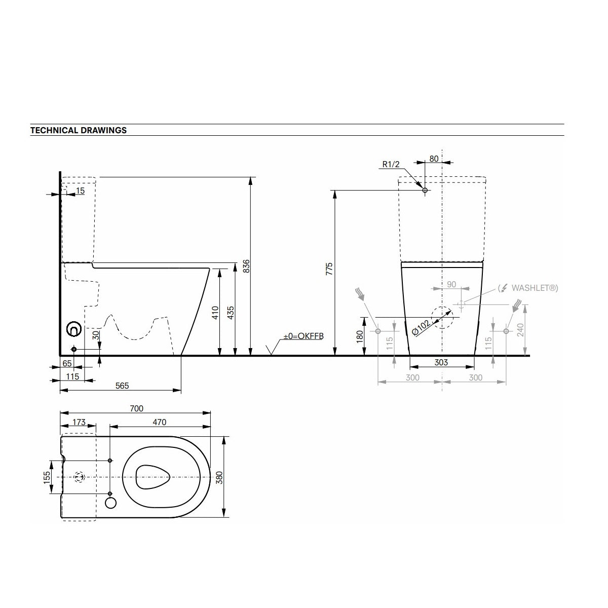 TOTO WC RP Close Coupled Toilet - Includes Cistern