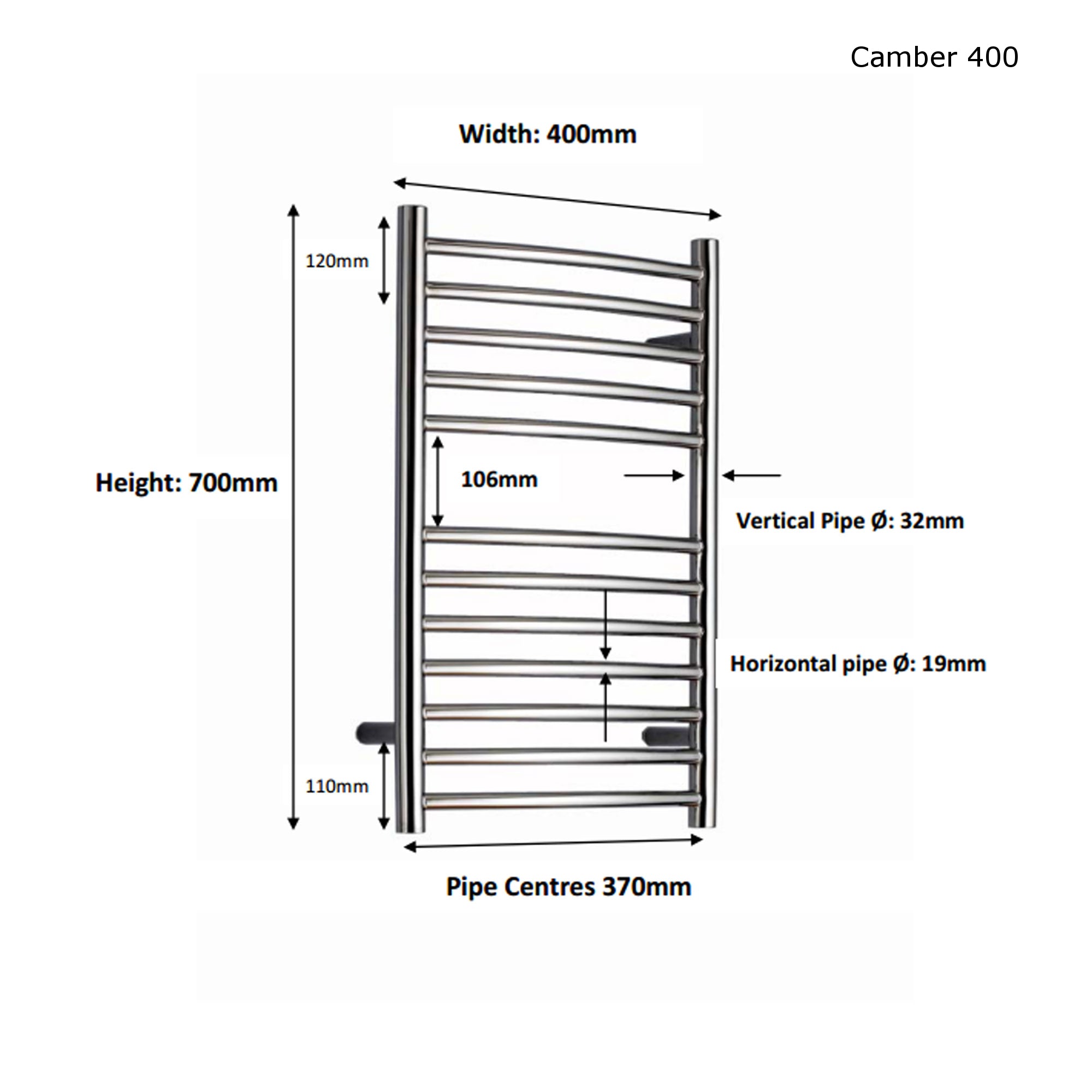 JIS - Ouse Heated Towel Rail - Satin stainless steel