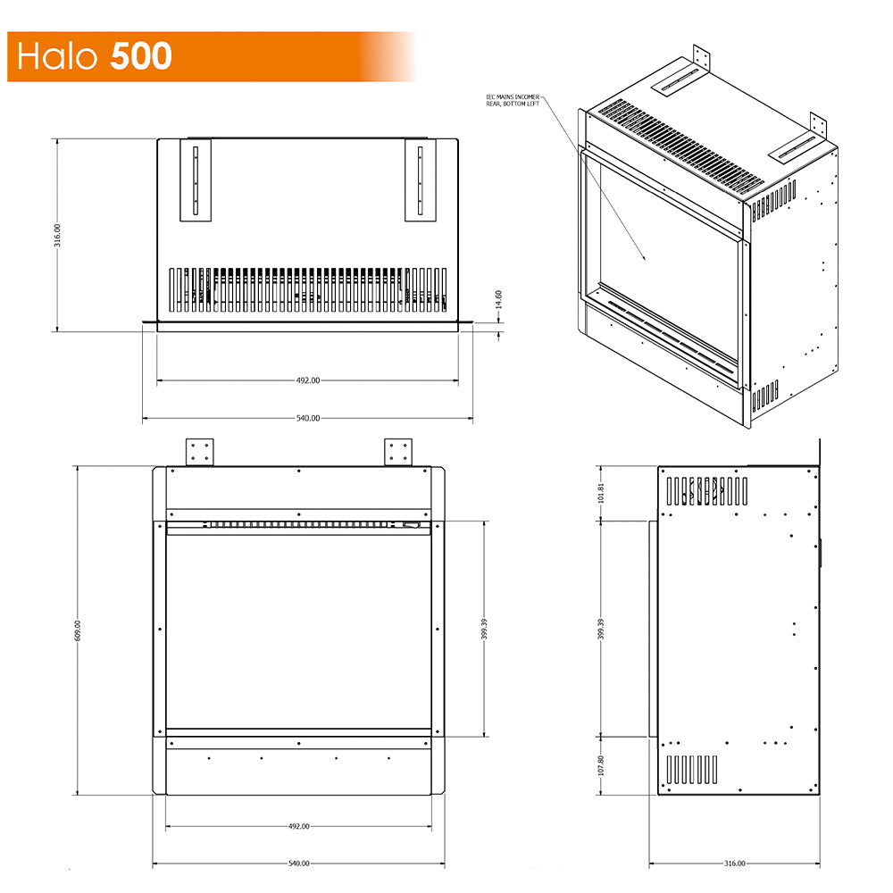Evonic Halo 500 Electric Inset Fire