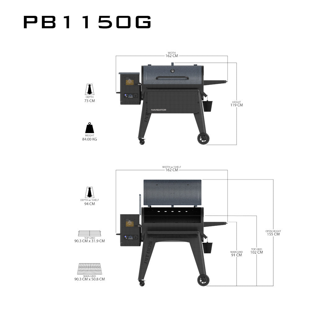 Pit Boss Navigator 1150 Wood Pellet Smoker - Free Side Smoker Included