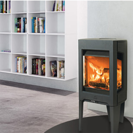 Jotul F163 Wood Burning Stove in Black With Glass Sides