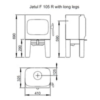 Jotul F105 Wood Burning Stove with Long Legs - Black