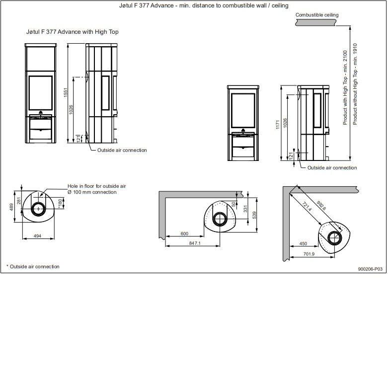 Jotul F377 Advance High Top Wood Burning Stove