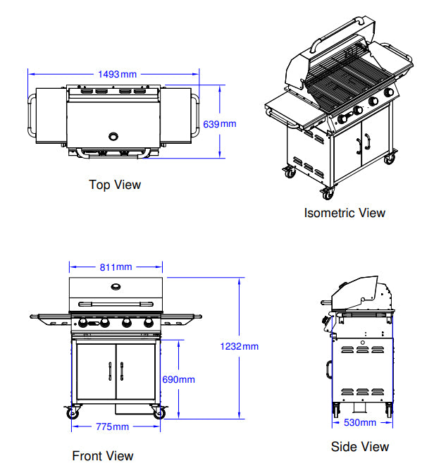 Bull BBQ Lonestar Gas 76cm BBQ - 3 Burners