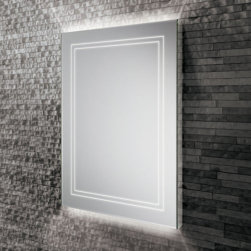 HIB Outline Portrait LED Illuminated Ambient Mirror With Heated Pads & Mirrored Sides