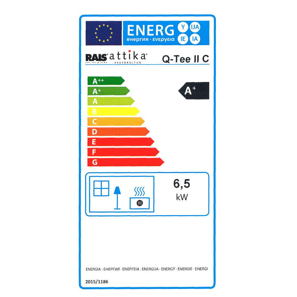Rais Q-Tee 2 C (Curved Front) Wood Burning Stove - Black