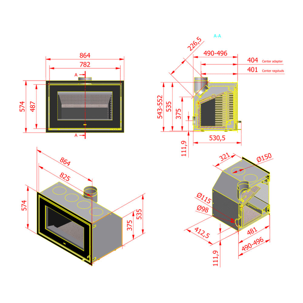 Rais 700 Insert Wood Burning Fire - Ex Display