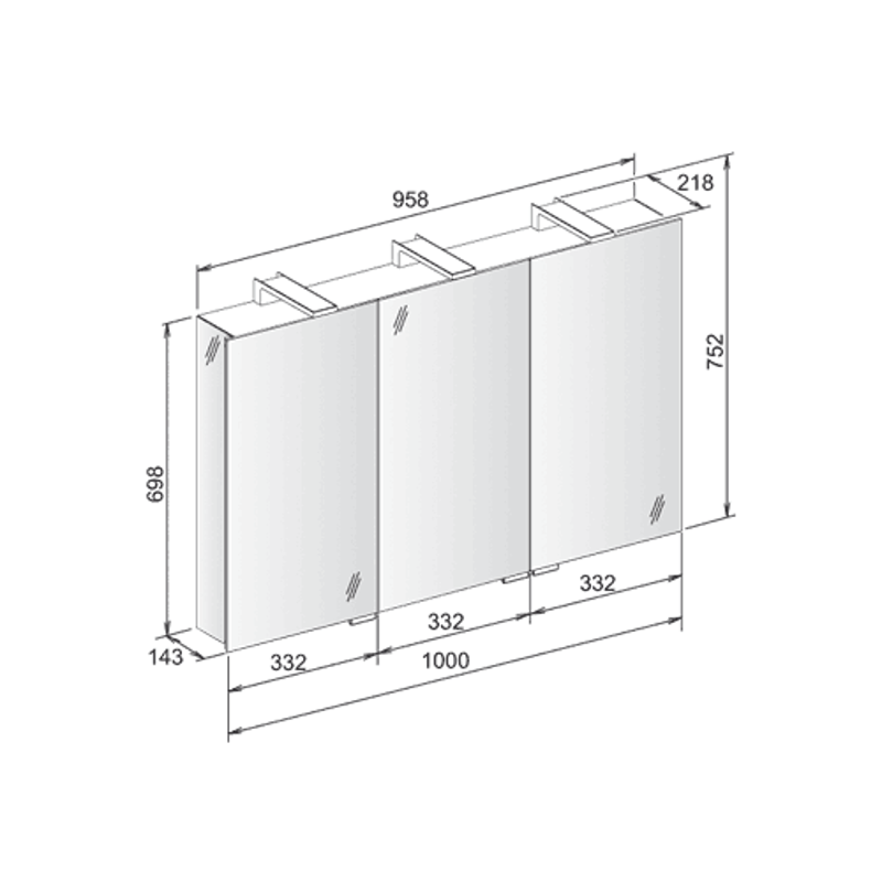 Keuco Royal Universe Mirror Cabinet 1000 x 752mm