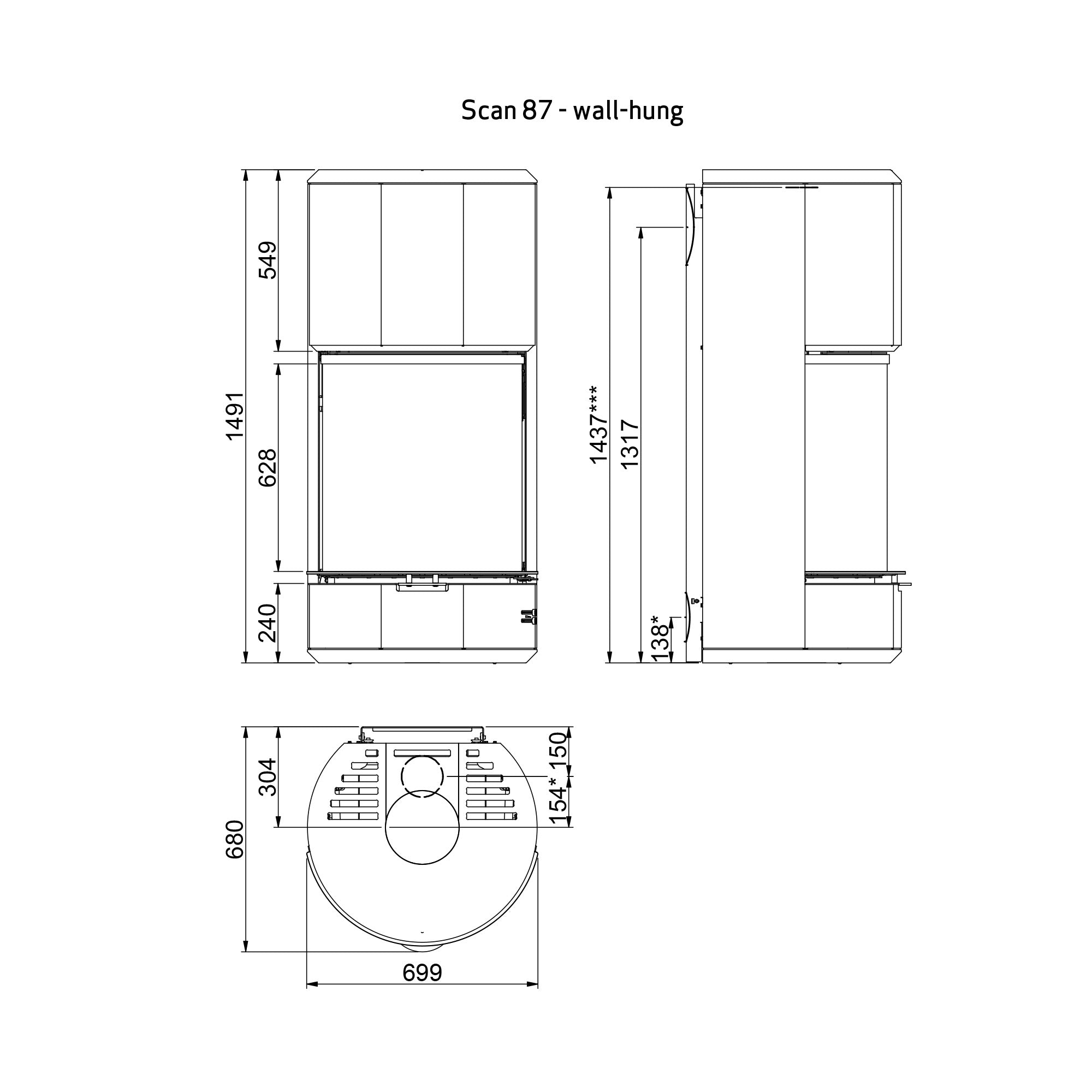 Scan 87-2 Wood Burning Stove - Wall Hung