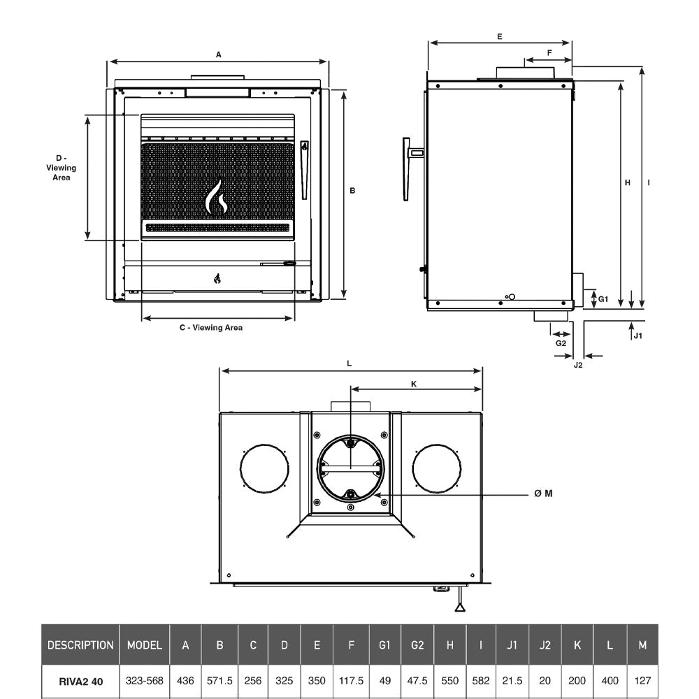 Stovax Riva2 40 Inset Fire - Multi Fuel - Showroom Exclusive