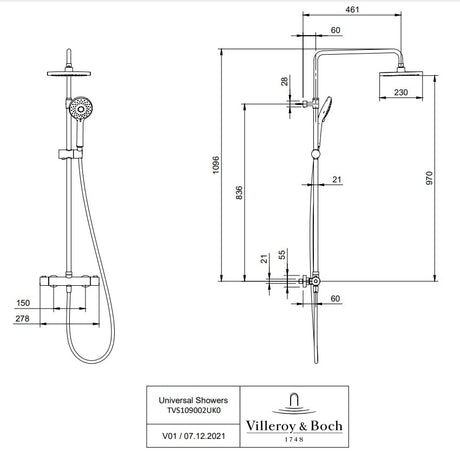 Villeroy & Boch Universal Shower System - Chrome