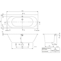 Villeroy & Boch Oberon 2.0 Quaryl Rectangular Duo Bath - Available in 2 Sizes