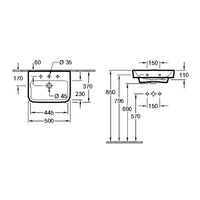 Villeroy & Boch O.novo Handwash Basin with Overflow - 500 x 370 x 160 mm