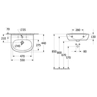 Villeroy & Boch O.novo Handwash Basin with Overflow - 550 x 440 x 180mm