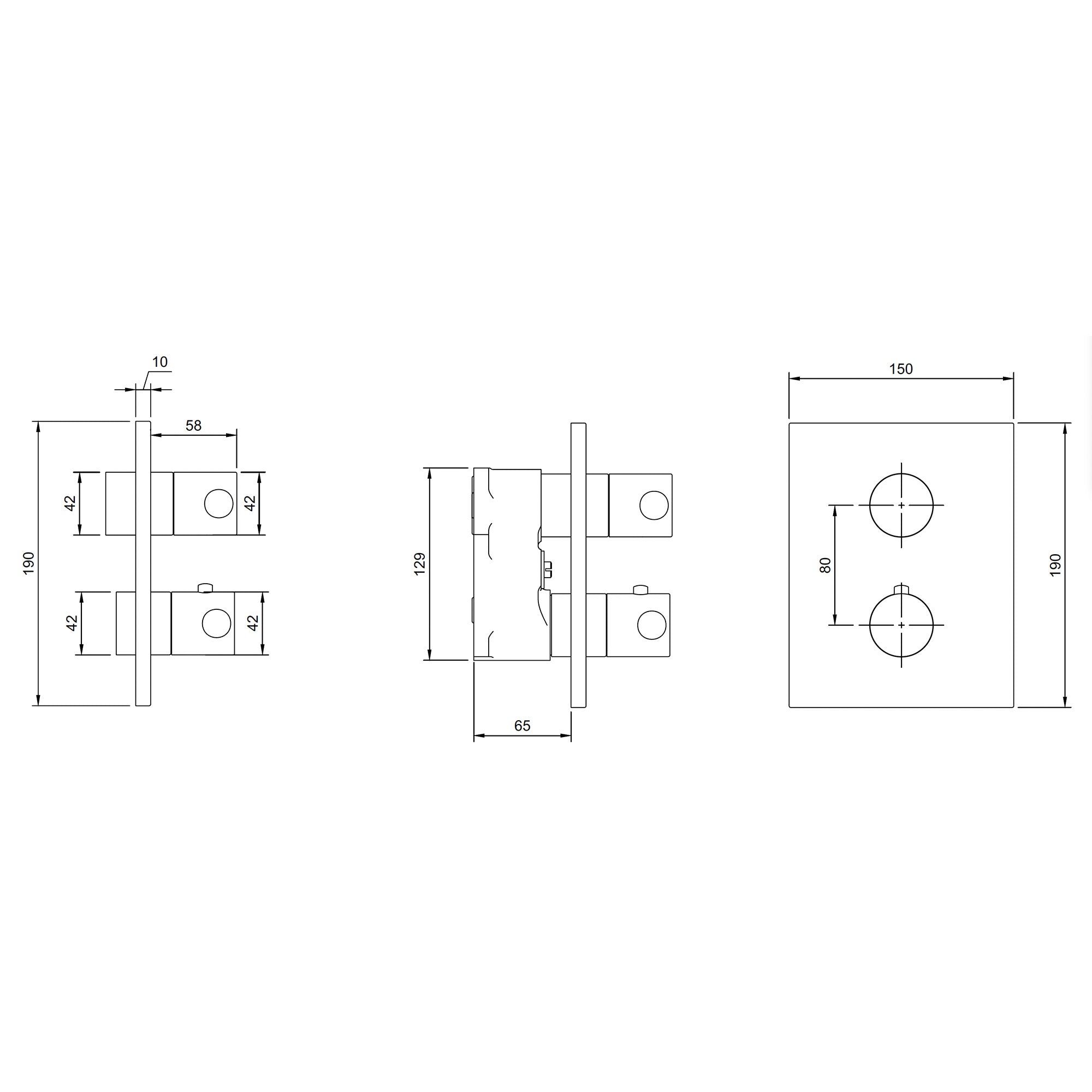 Villeroy & Boch Universal Taps & Fittings Concealed Thermostat with Three-Way Volume Control