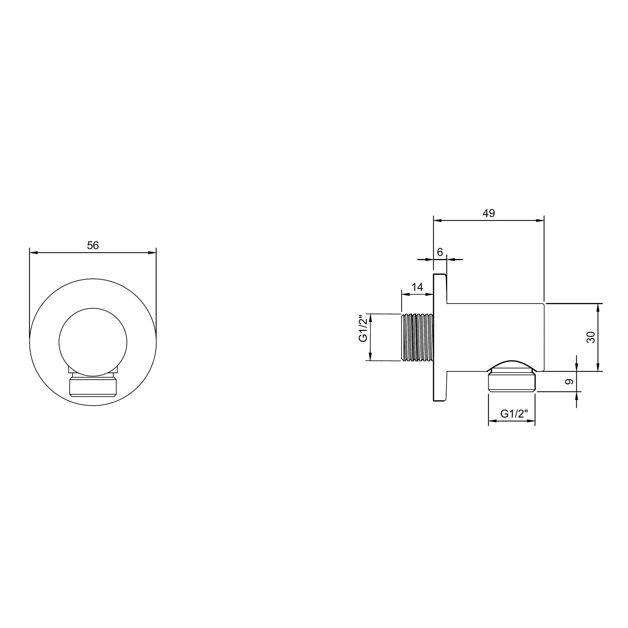 Villeroy & Boch Universal Shower Wall Outlet Round - Available in Various Colours