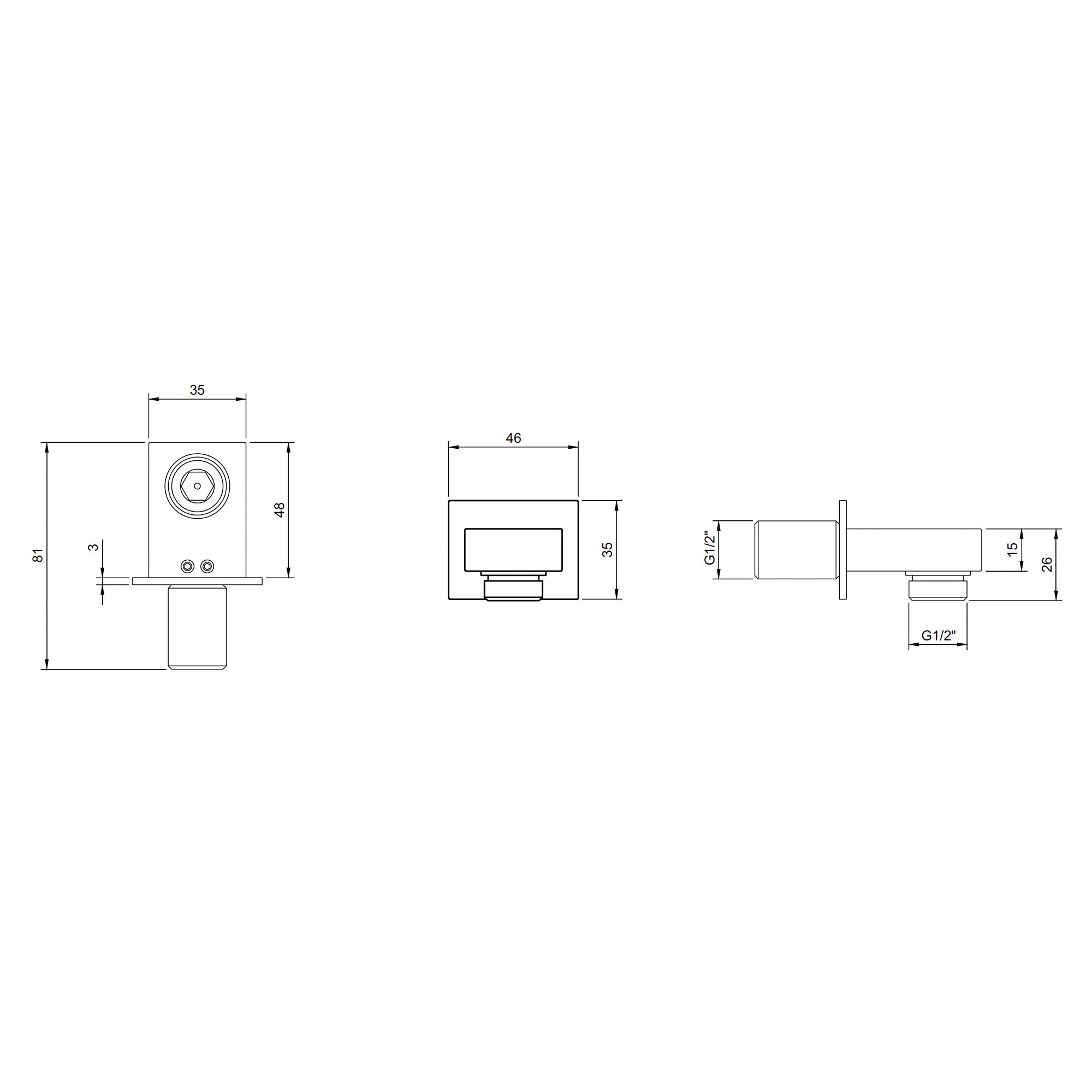 Villeroy & Boch Universal Shower Wall Outlet Square - Available in Various Colours